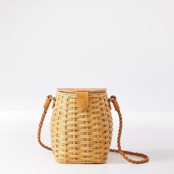 Wicker Crossbody Bag, Camel | Mark and Graham