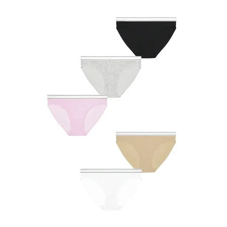 No Boundaries Stretch Ribbed Bikini Panties 5-Pack Women s | Walmart (US)