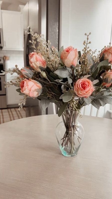 The prettiest faux flowers! 
Vase 
Florals 
Greenery
Eucalyptus 
Roses
Dining table
Spring

#LTKhome #LTKSeasonal #LTKstyletip