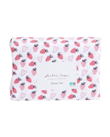 Painted Strawberry Heart Sheet Set | TJ Maxx