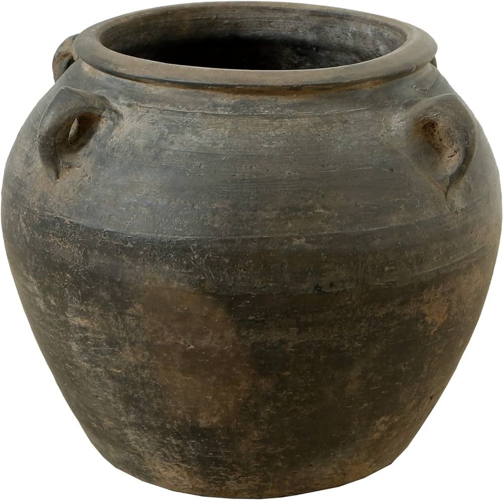 Amazon.com : Artissance Home Large Gray Pottery Indoor Outdoor Vintage Water Jar w/4 Handles, Hom... | Amazon (US)