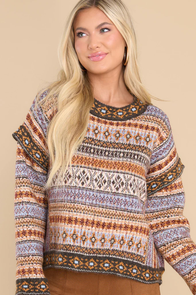 Wild Ride Light Brown Multi Sweater | Red Dress 
