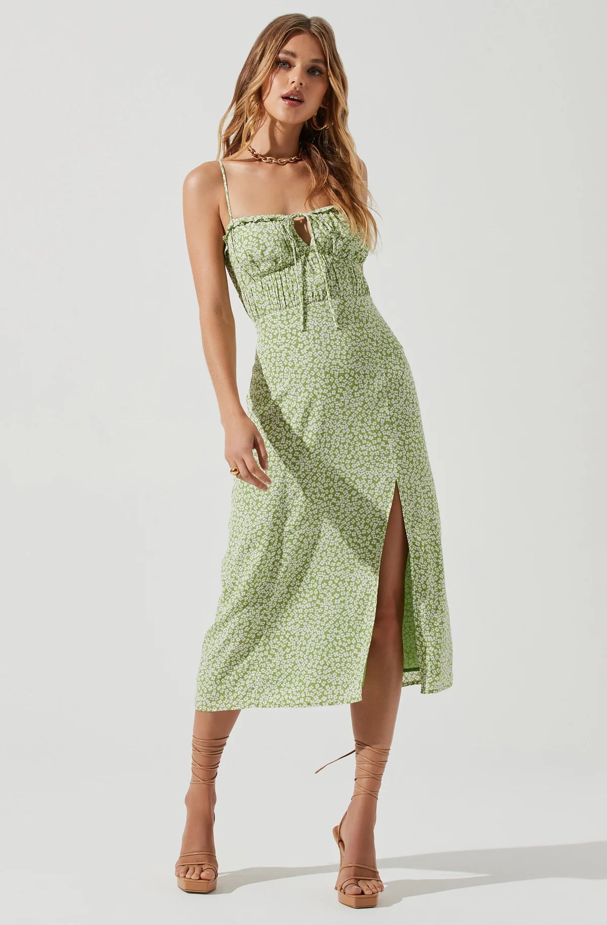 Avalee Ditsy Floral Cutout Midi Dress | ASTR The Label (US)