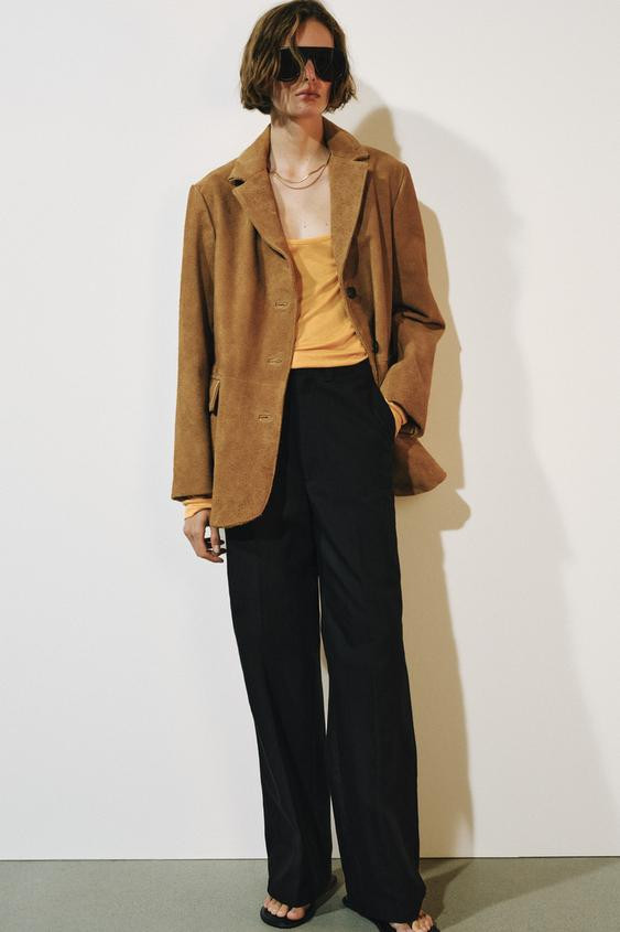 Zara - Pleated Linen Blend Pants Zw Collection - Women - Brown - Women | Zara US