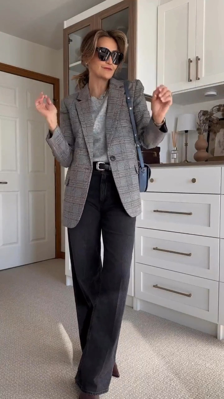 Let me introduce you to the perfect winter work outfit! 🩶🖤 I found these jeans on sale and they’re honestly too good to pass up. They have the cutest raw hem detailing and a slight wide leg silhouette. They’re cute for the office but also would make a great base layer for all of your winter date night outfits. I’m also loving this oversized plaid blazer and these ankle boots! I’m wearing a size 26 in the jeans and a size 0 (fits oversized) in the blazer.

#LTKStyleTip #LTKSaleAlert #LTKWorkwear