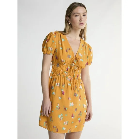 Scoop Women’s Mini Dress with Puff Sleeves, Sizes XS-XXL - Walmart.com | Walmart (US)