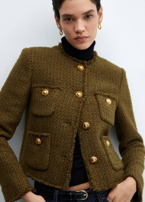 Pocket tweed jacket -  Women | Mango United Kingdom | MANGO (UK)