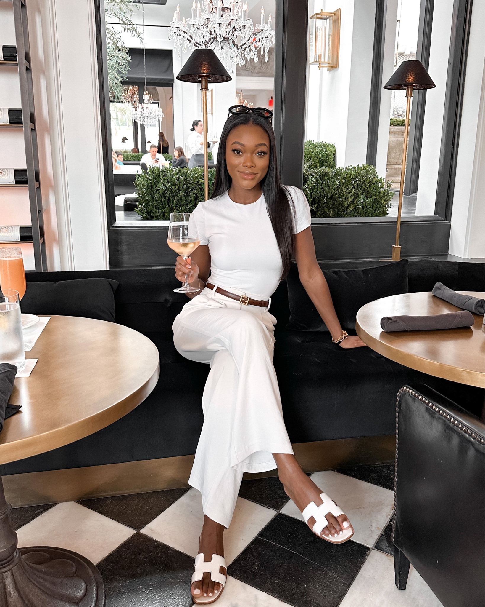 Tan pants, beige pants, Abercrombie pants, white bodysuit, brunch outfit, daytime outfit, casual outfit, Hermès Oran sandals 

#LTKshoecrush #LTKunder100 #LTKworkwear