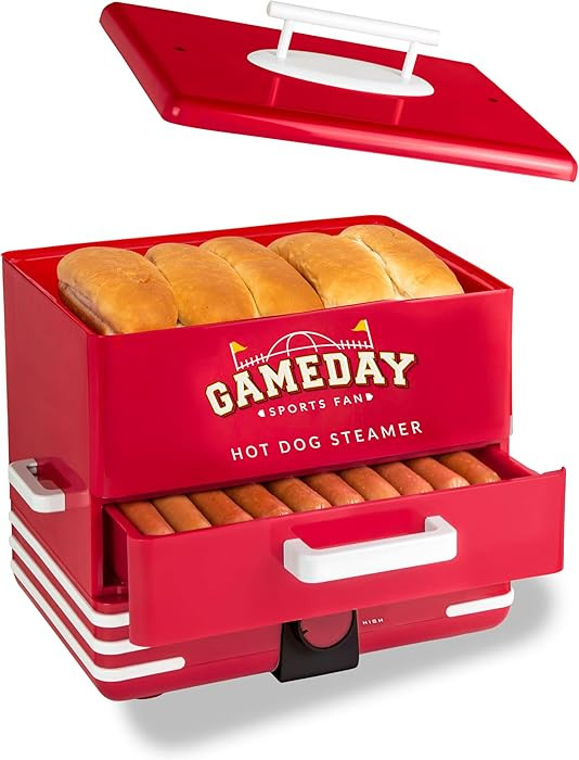 Nostalgia, Game Day Hot Dog Steamer and Bun Warmer, Fits 20 Dogs and 8 Buns, Steams Pot Stickers,... | Amazon (US)