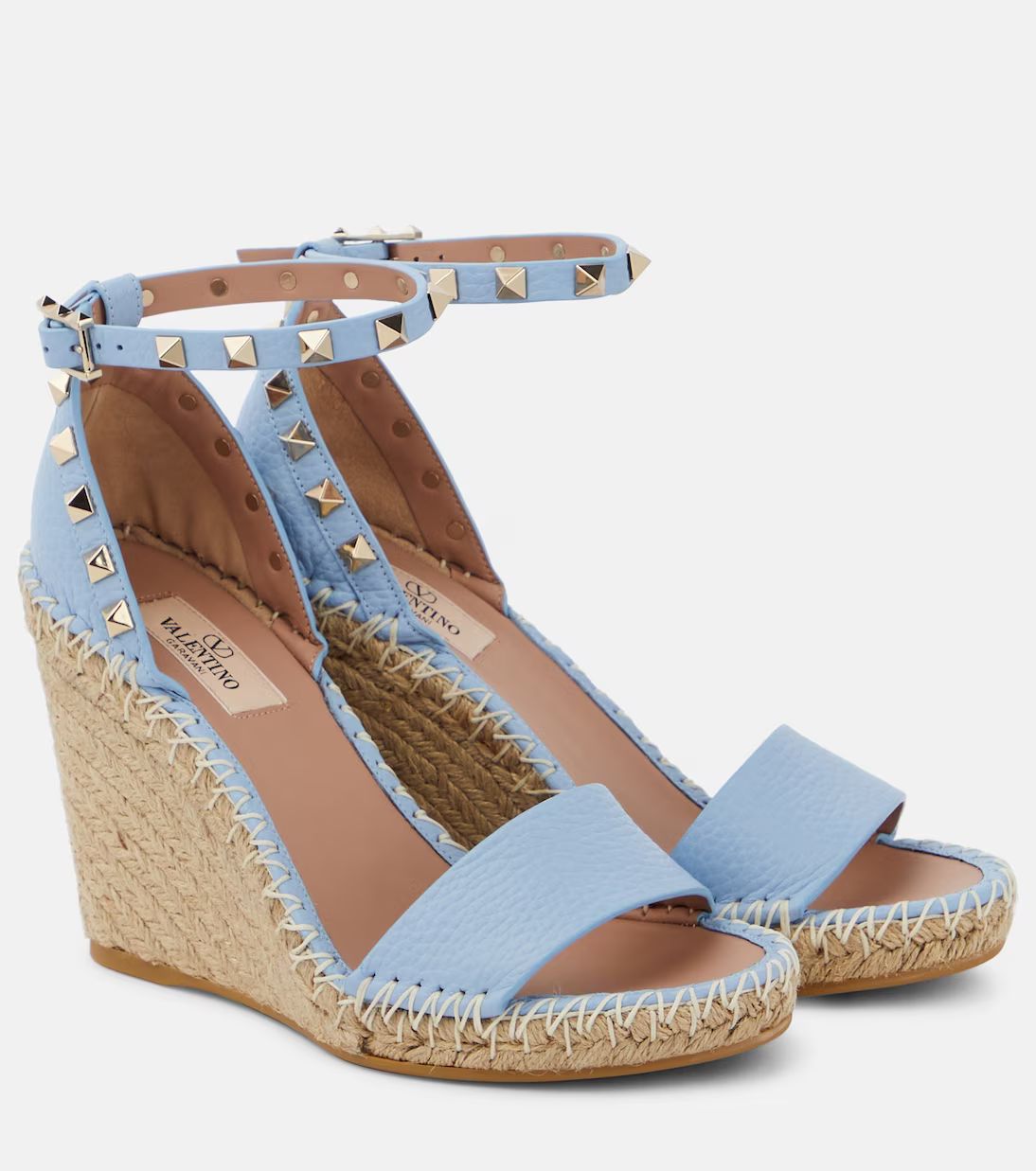 Rockstud Double leather espadrille wedges | Mytheresa (US/CA)