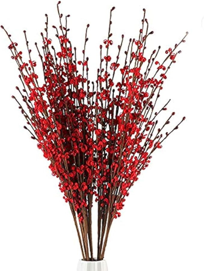 10Pcs 29.5" Long Artificial Flower Winter Jasmine Folk Pip Berry Plant Dry Branches for Wedding H... | Amazon (US)
