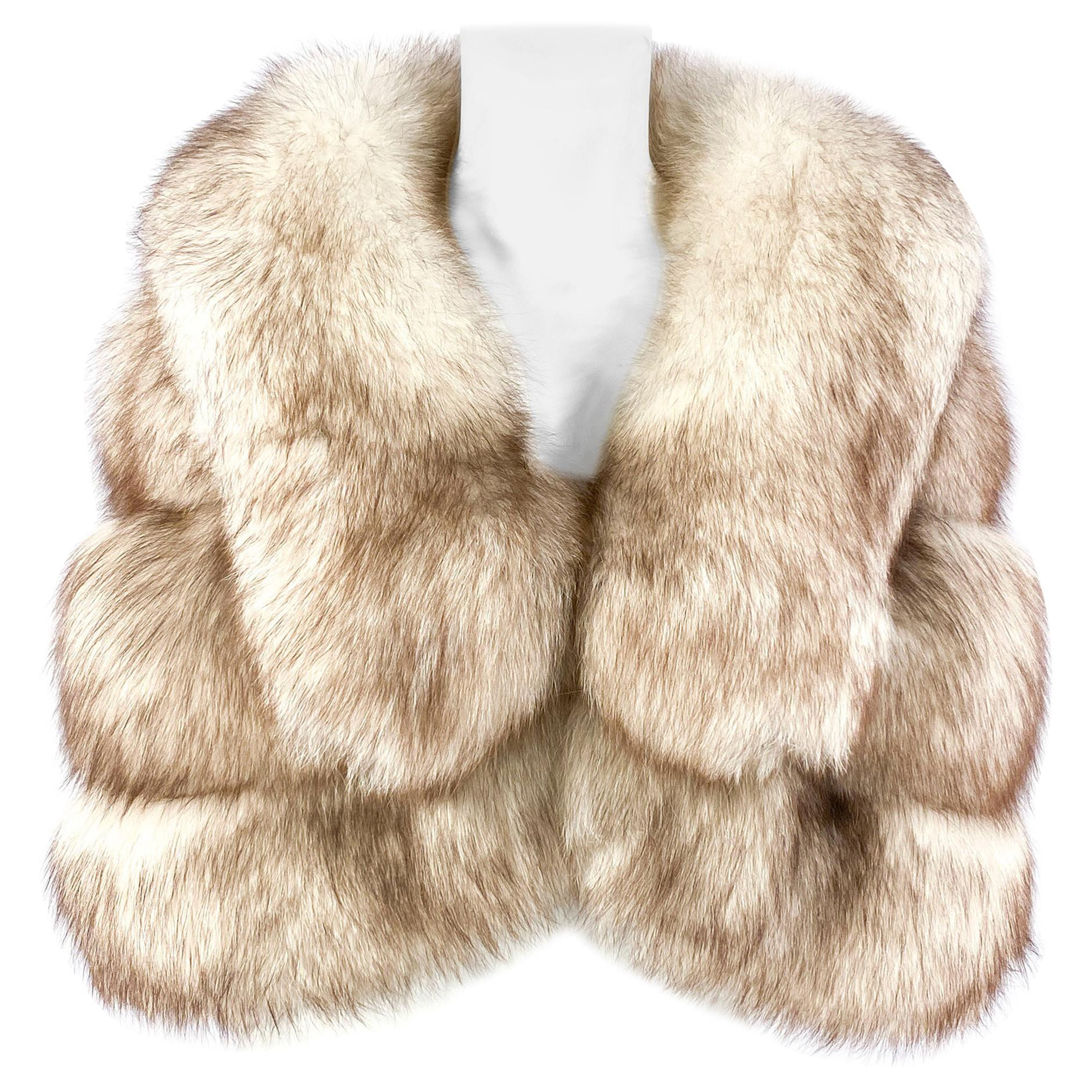 1960s Silver Tip Fox Caplet With Enlarged Collar | 1stDibs