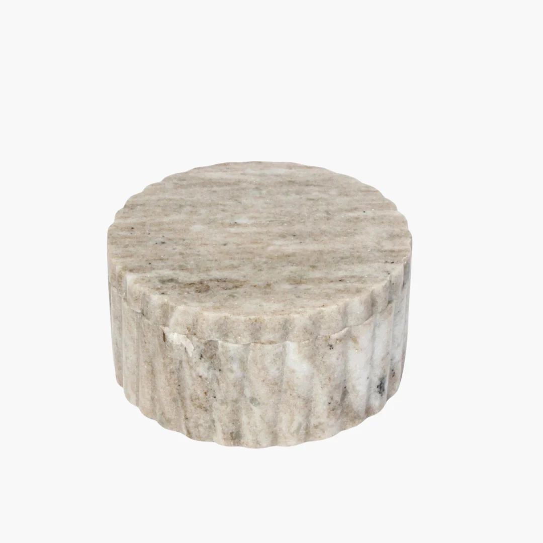 Beige Marble Lidded Container | Dear Keaton