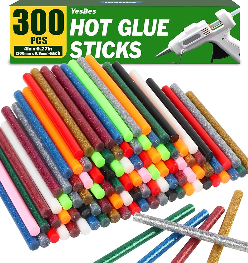 300 Pack Colored Hot Glue Sticks, 4" Long x 0.27" Diameter Mini Hot Glue Sticks, Perfect Fit for ... | Amazon (US)