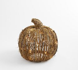 Lit Woven Pumpkin | Pottery Barn (US)