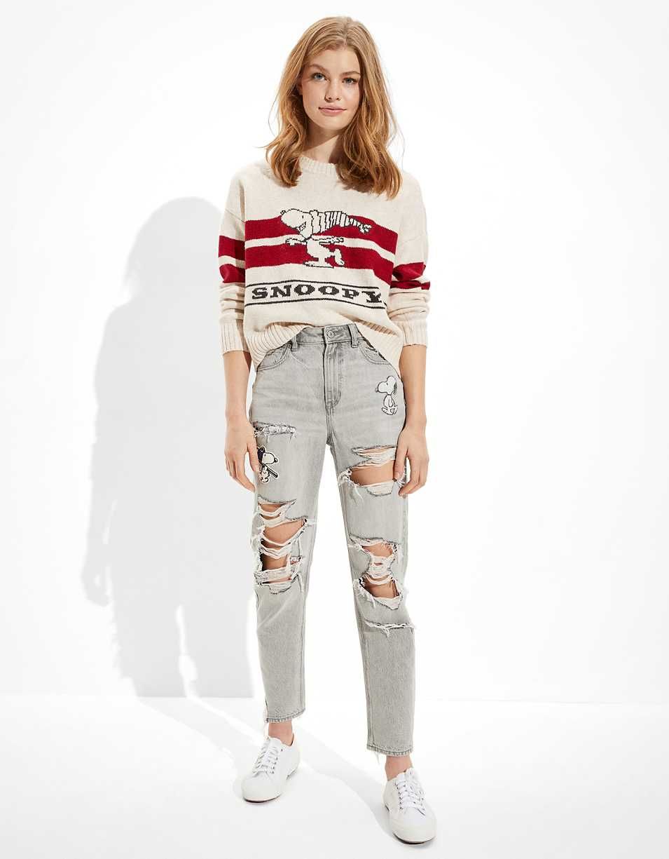 AE x Peanuts Ripped Mom Jean | American Eagle Outfitters (US & CA)