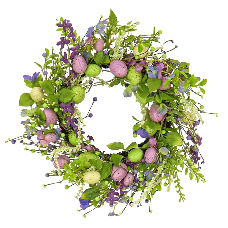 National Tree Company 20" Artificial Spring Wreath, Woven Branch Base, Decorated with Purple Flow... | Walmart (US)