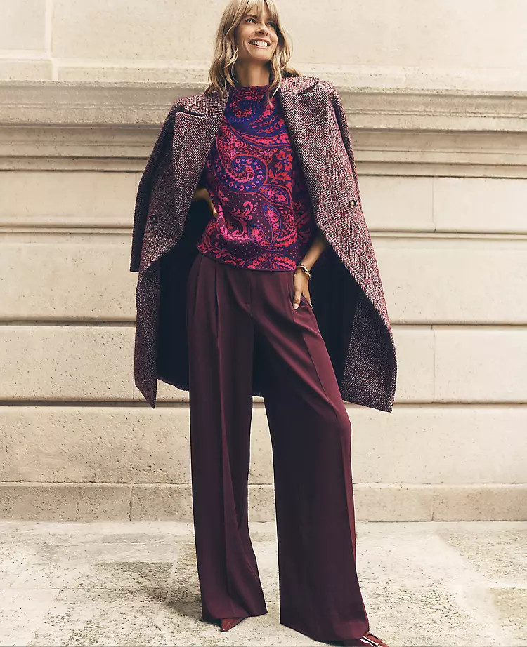 The Pleated Wide Leg Pant in Bi-Stretch | Ann Taylor