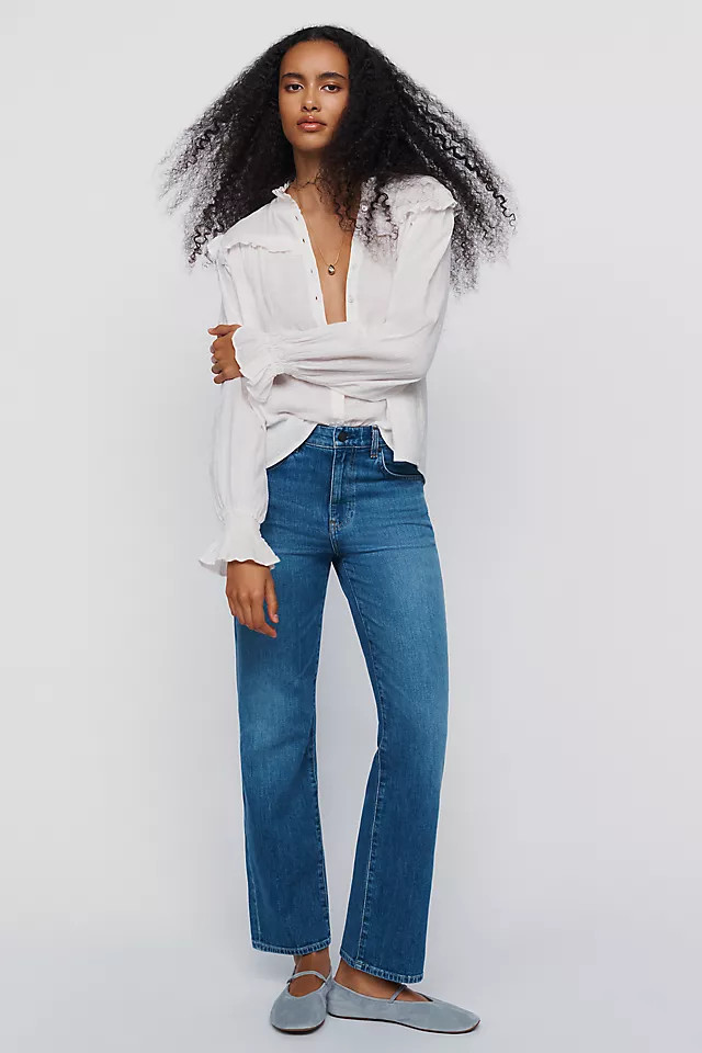 AG Brinley Mid-Rise Straight-Leg Jeans | Anthropologie (US)