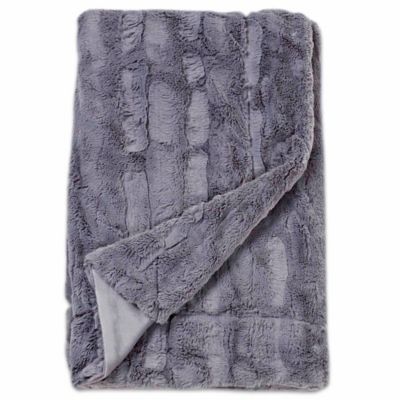 Embossed Faux Mink Blanket in Grey | Bed Bath & Beyond