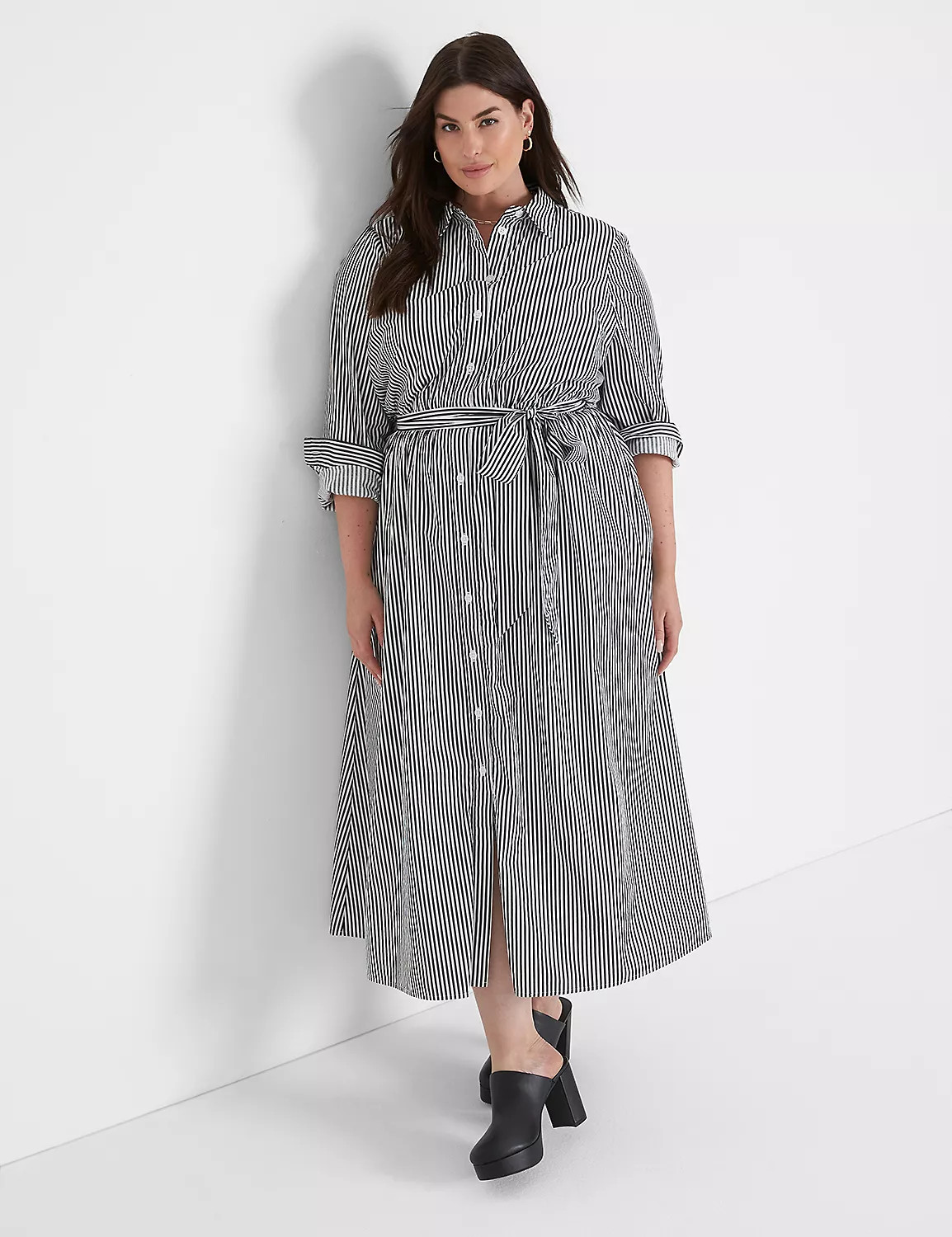 Long-Sleeve Striped Shirt Dress | LaneBryant | Lane Bryant (US)