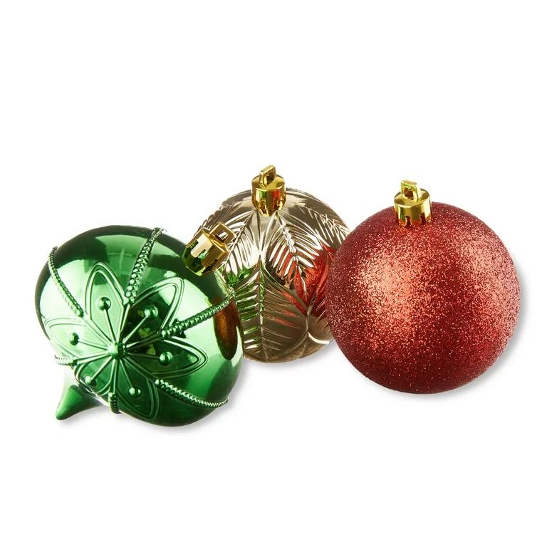 Red, Green and Gold Shatterproof Christmas Ball Ornaments, 50 Count, by Holiday Time | Walmart (US)