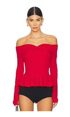 525 Morgan Off Shoulder Peplum Top in Cherry Red from Revolve.com | Revolve Clothing (Global)
