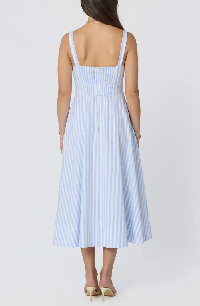 ASTR the Label Isabela Stripe Sweetheart Neck Midi Dress | Nordstrom | Nordstrom