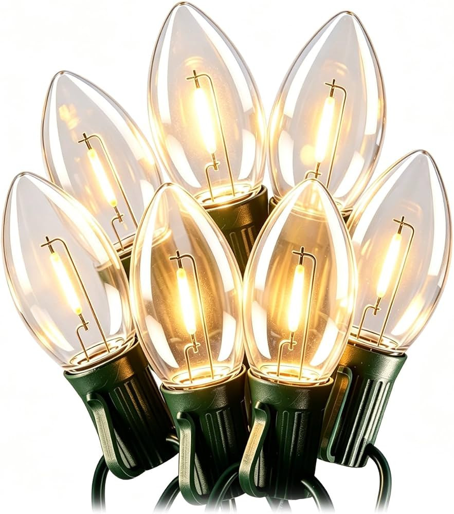 26FT C7 LED Clear Connectable Outdoor Christmas Lights | Amazon (US)