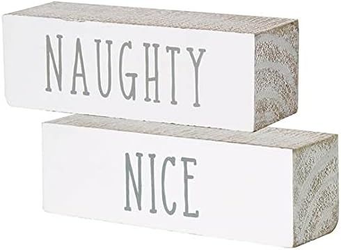 Collins Painting Naughty/Nice Reversible Wood Block Sign, White, 6inW x 2inH x 2inD | Amazon (US)