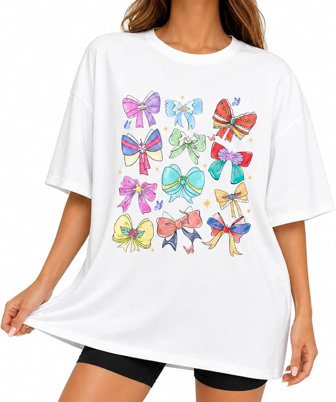 Magical Shirt Women Magic Kingdom Princess Shirts Oversized Cute Ribbons and Bows Shirt Family Ho... | Amazon (US)