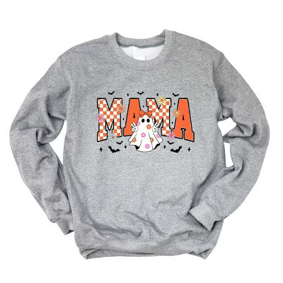 Simply Sage Market Mama Checkered Girl Ghost Sweatshirt - M - Graphite | Target