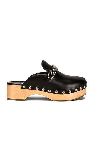 Miu Miu Logo Chain Clogs in Black | FWRD 
