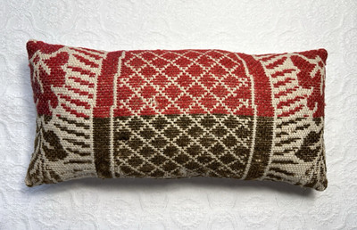 Antique Wool Overshot Coverlet ~ RED ~ CREAM ~ BROWN ~ Pillow ~ AAFA | eBay US