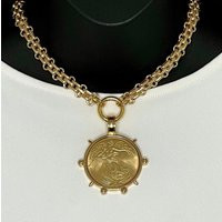 Chunky Gold Coin Necklace, Double Link Chain, Statement Jewelry | Etsy (US)