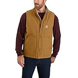 Carhartt Men's Loose Fit Washed Duck Sherpa-Lined Mock-Neck Vest | Amazon (US)