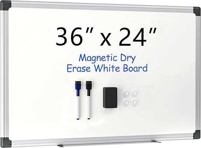 VUSIGN 36" x 24" Magnetic Whiteboard for Wall, Dry Erase Board with Silver Aluminum Frame, Hangin... | Amazon (US)