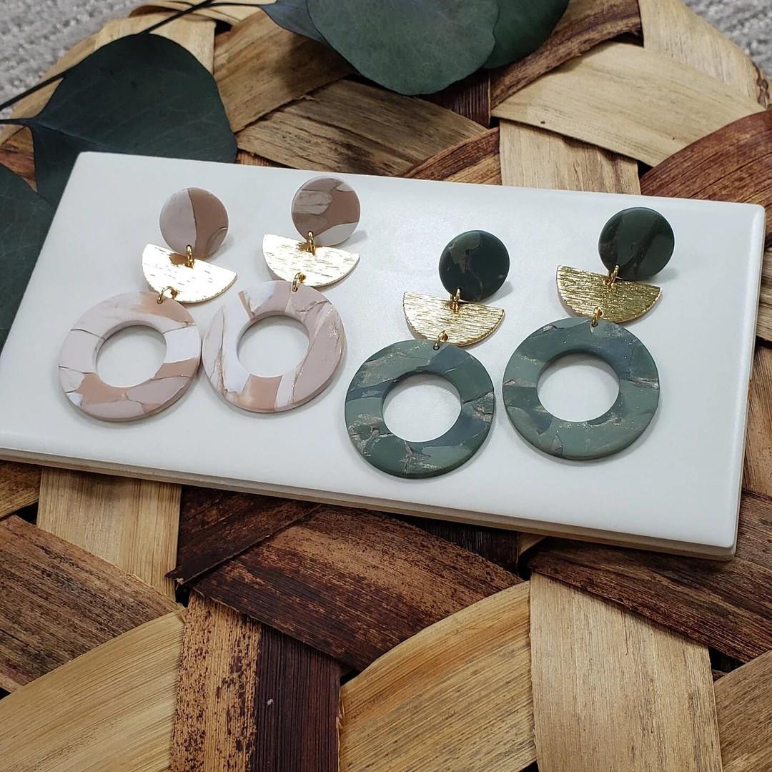 Avarie's - Eucalyptus Garden | Clay Earrings | Wedding Guest Earrings | Marble Earrings | Green E... | Etsy (US)