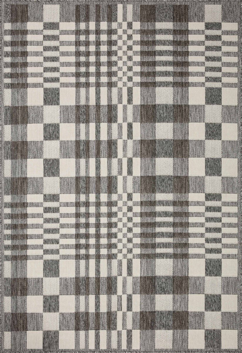 Rainier RAI-04 Ivory/Pebble Striped Outdoor Area Rug | Rugs Direct