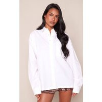 White Cotton Woven Oversized Shirt | PrettyLittleThing UK