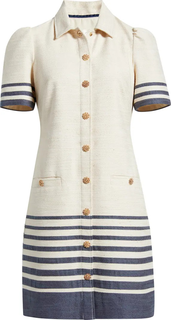 Stripe Trim Snap Front Shirtdress | Nordstrom