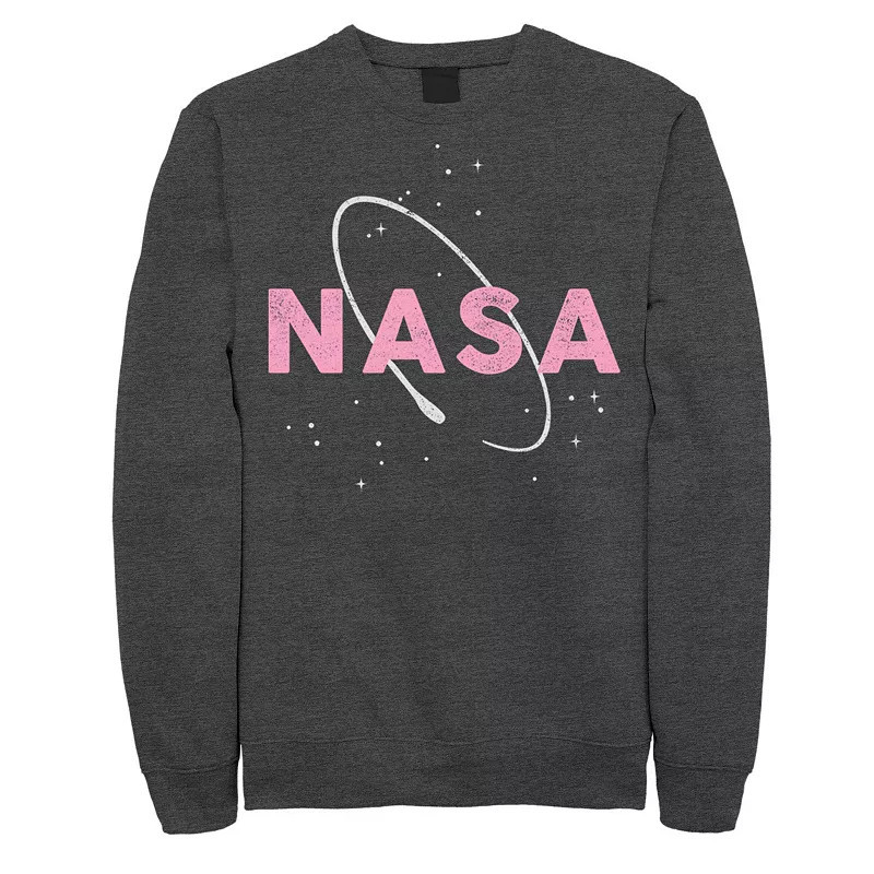 Men's NASA Pink Logo With White Space Ring Sweatshirt, Size: Medium, Grey Heather | Kohl's