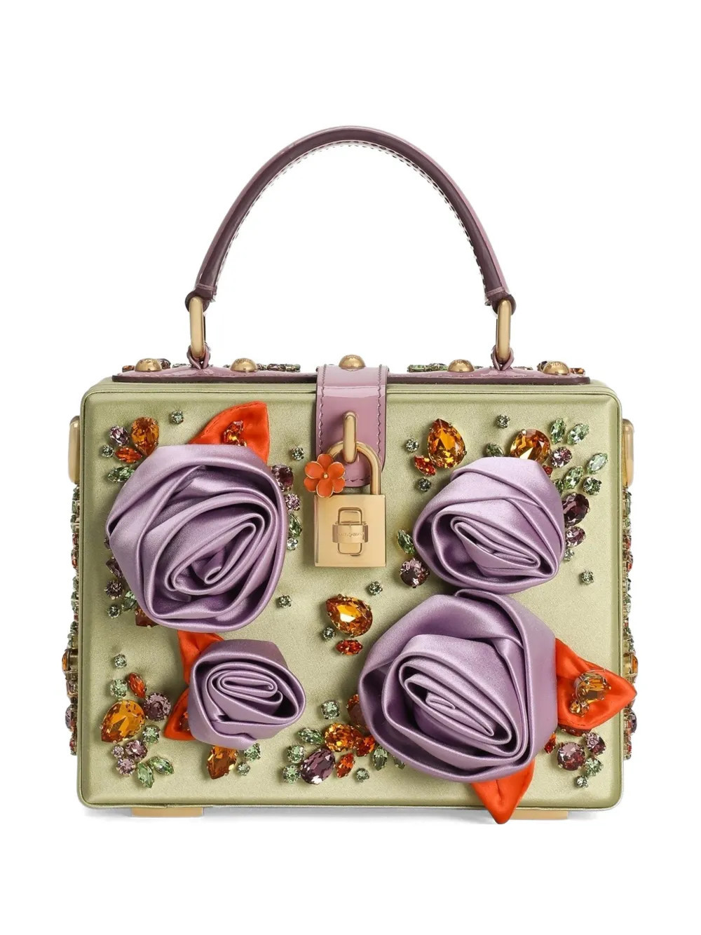 Dolce & Gabbana Dolce Box satin and patent leather handbag - Green | Farfetch Global