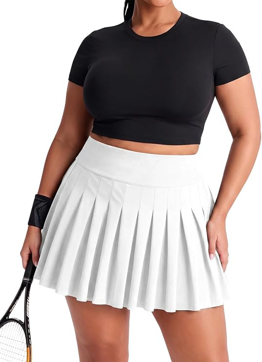 Moon Wood Women's Plus Size Pleated Tennis Skirt with Shorts High Waisted Lightweight Athletic Go... | Amazon (US)
