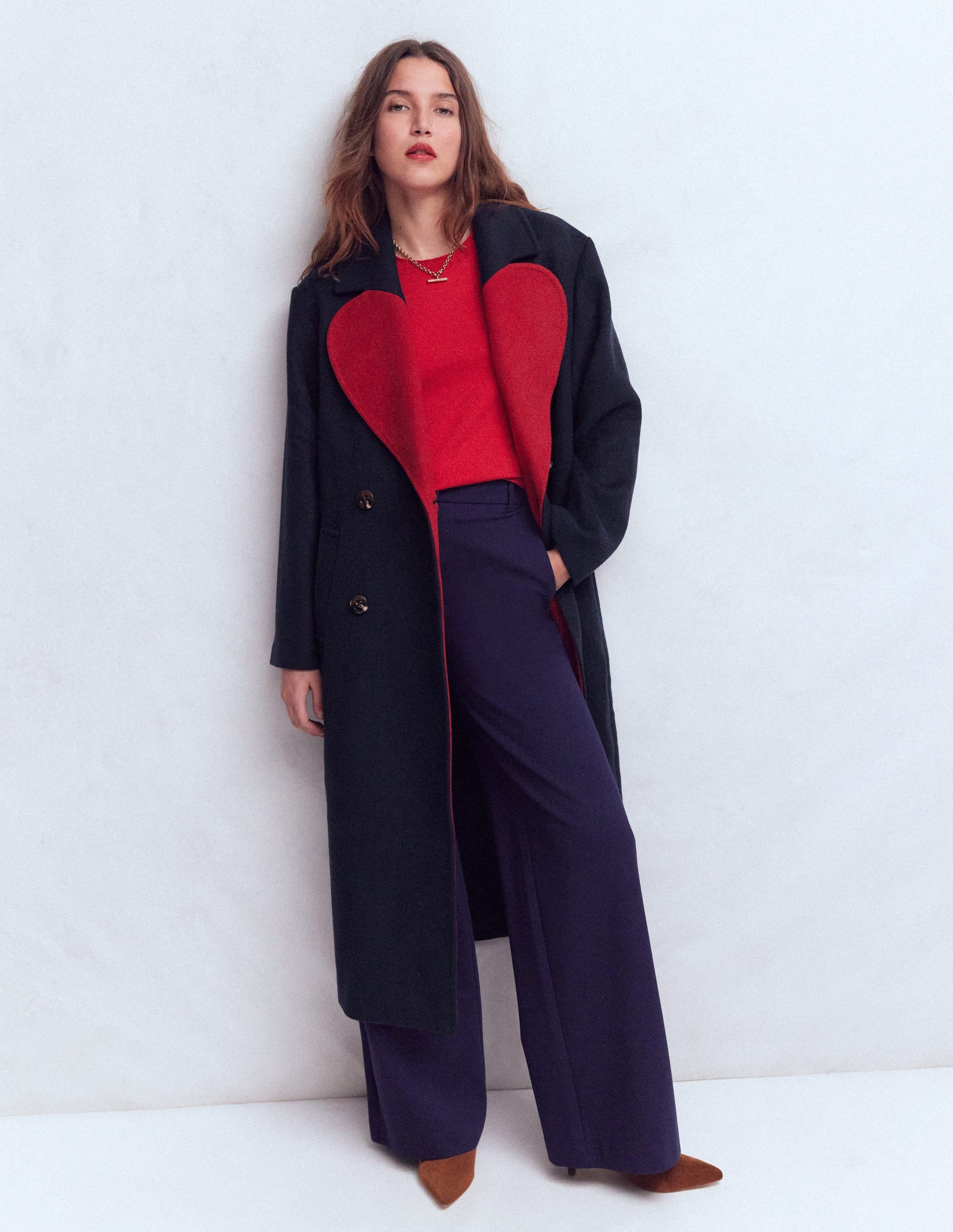 Cocoon Wool Coat-Navy Heart | Boden UK