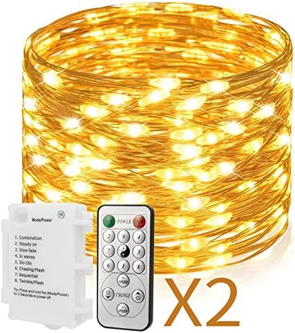 Koopower 2X 50 LEDs Battery Fairy Lights with Timer on 16ft Waterproof Copper String for Outdoor,... | Amazon (US)