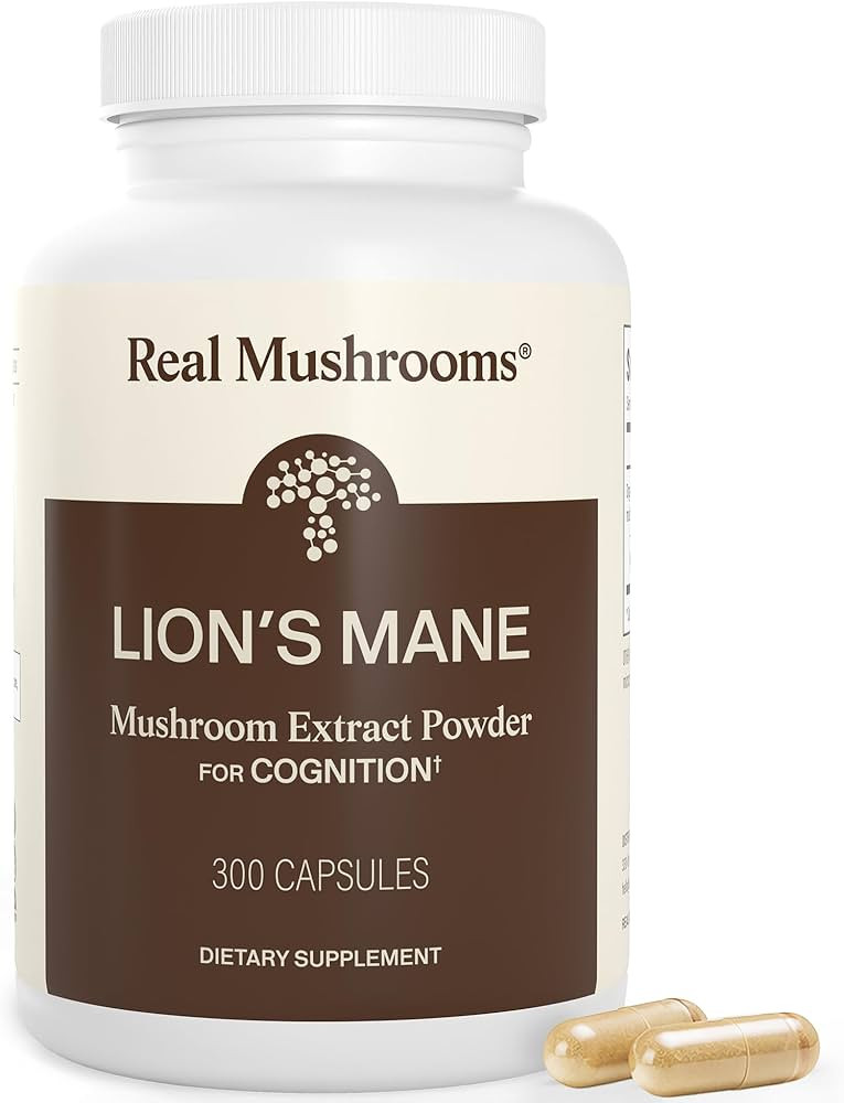 Real Mushrooms Lion’s Mane Supplement Capsules - Organic Lions Mane Extract for Overall Wellbei... | Amazon (US)