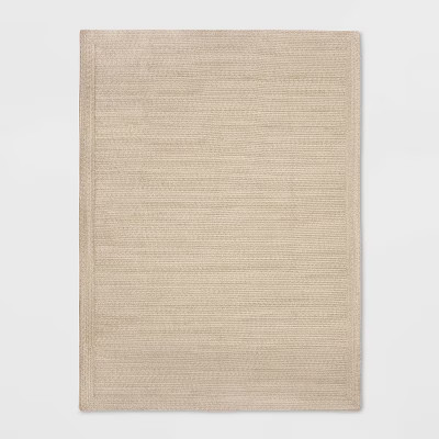 Natural Woven Rectangular Braided Outdoor Rug Heathered Cream - Threshold™ | Target