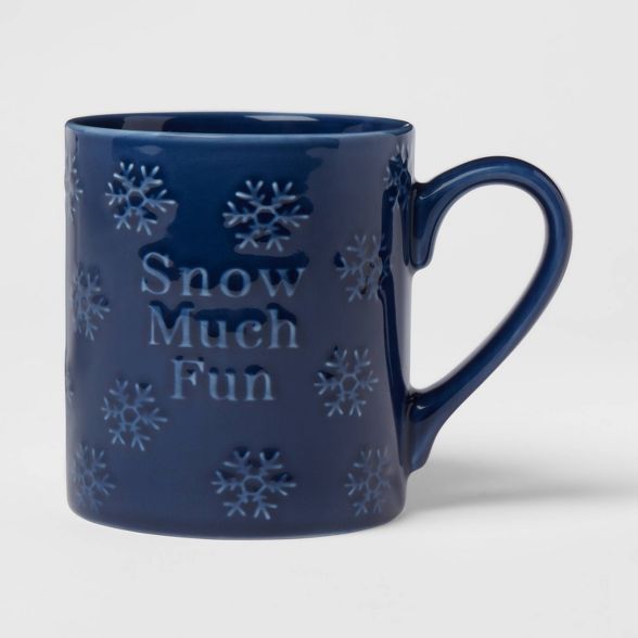 16oz Stoneware Snow Much Fun Christmas Mug Blue - Threshold™ | Target