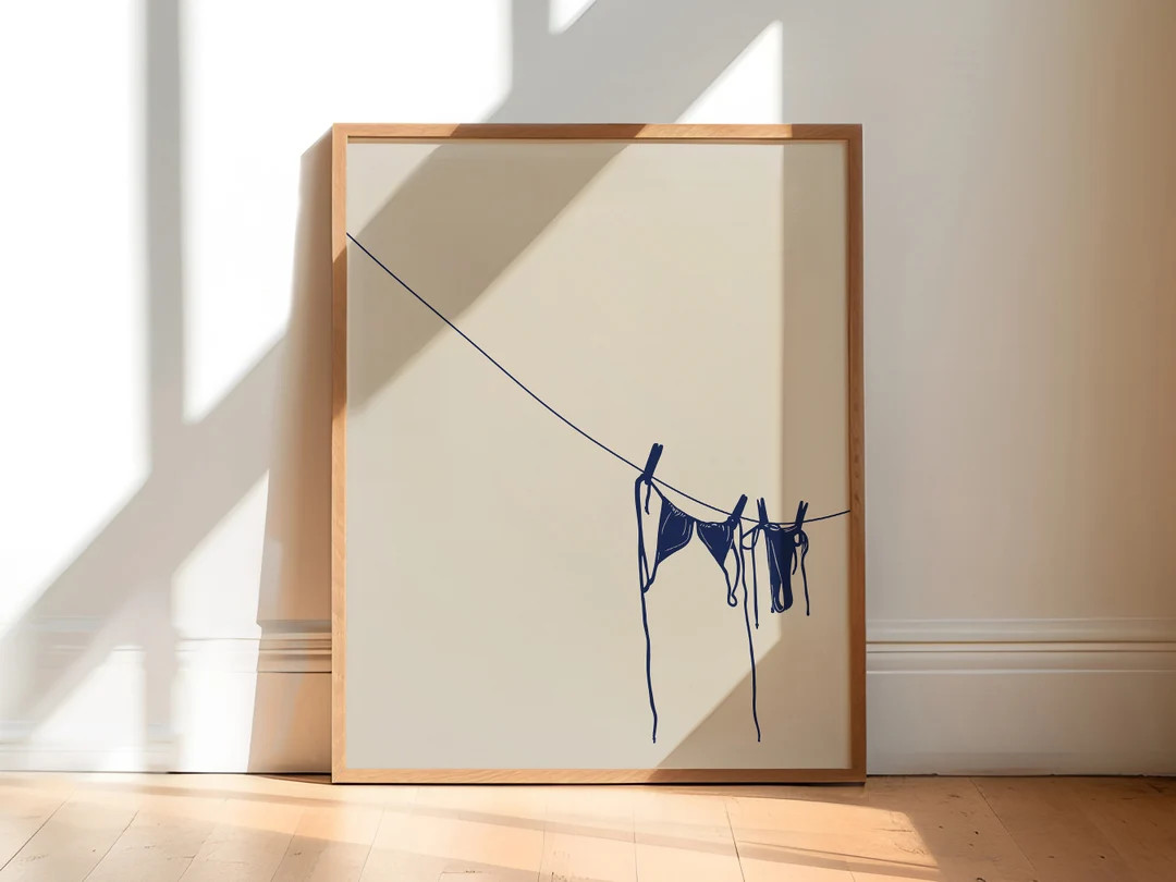 Blue Bikini Art Print, Bathing Suit Poster, Beachy Prints, Coconut Girl, Coastal Cowgirl Wall Art... | Etsy (US)